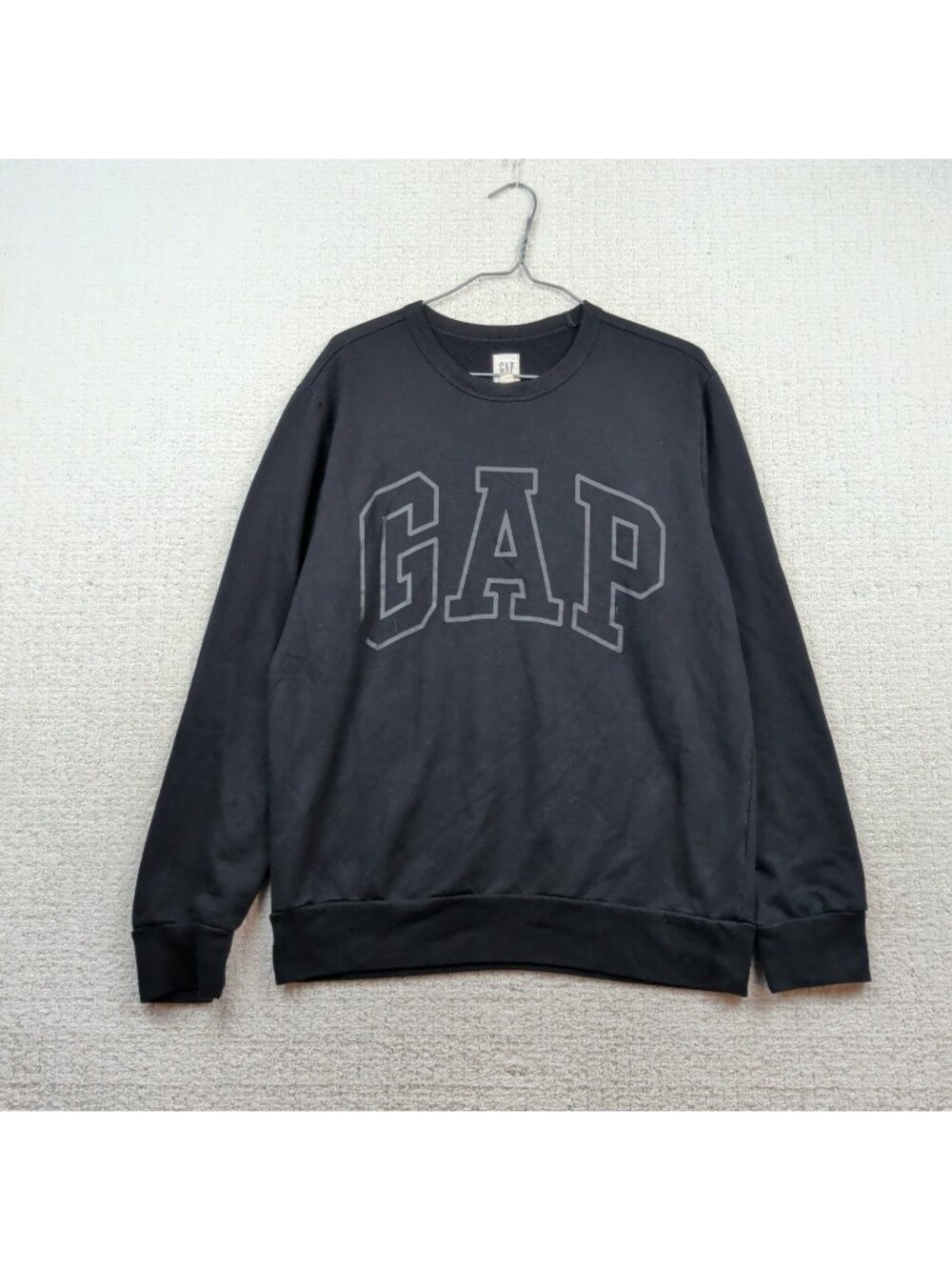 GAP Men's Black Crewneck Logo Graphic Cotton Fleece Pullover Sweatshirt Sz M